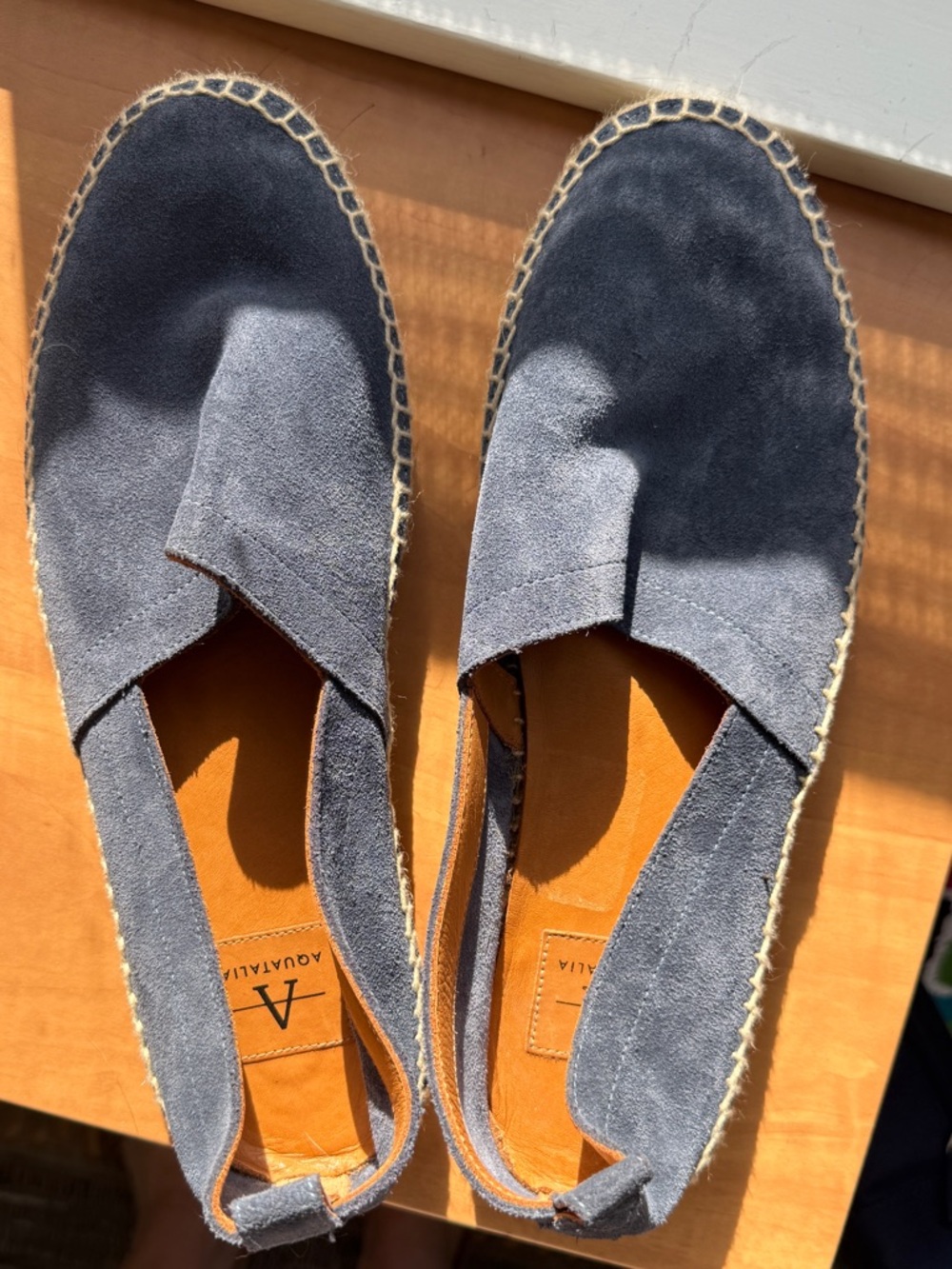 Aquatalia Suede Slip-On Espadrilles in Navy Blue